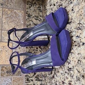 New w/Tags Blue Franco Sarto Slingback Opentoe Daffy Platform Pumps Sz 7 Suede